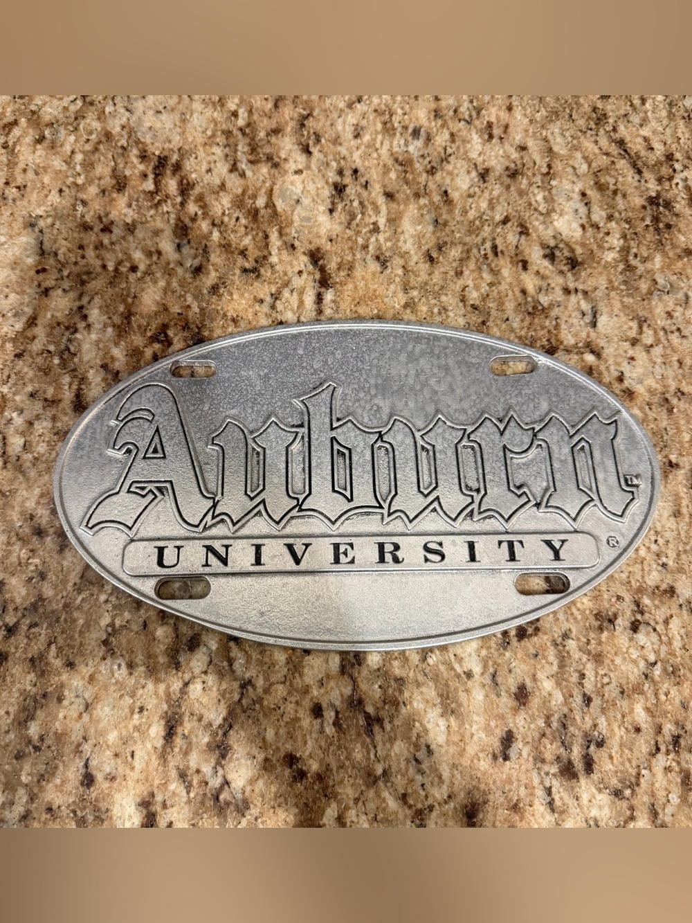 Auburn University Alabama Tigers License Plate Pewter Cast Metal Oval Pewtarex